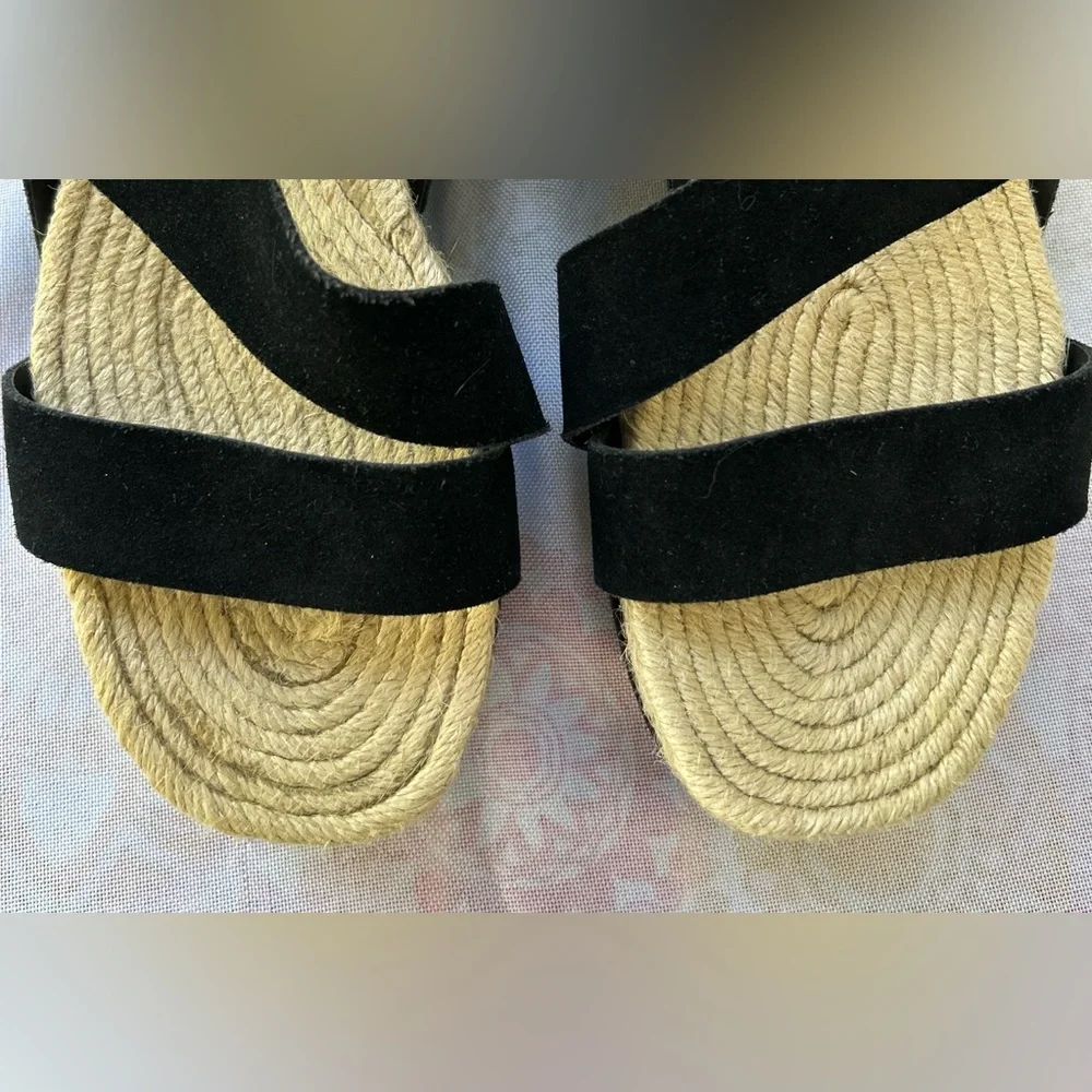 Rag & Bone Megan Espadrille Black Size 40  Sandals Suede Platform Shoes